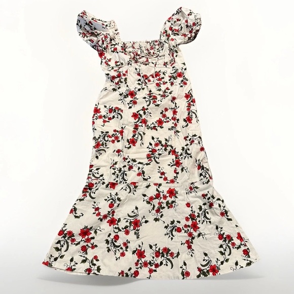 New Anthropologie Puff Sleeve Smocked Dress L Cottagecore Floral Midi Maeve - Picture 8 of 14